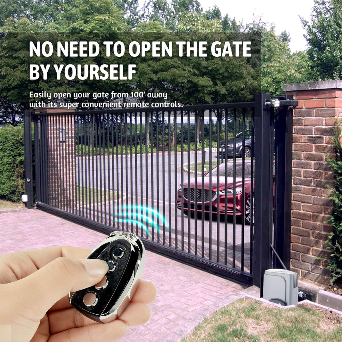 Automatic Sliding Gate Opener with 2 Remote Controls, Electric Motor, Complete Hardware Kit for Sliding Gate Up to 40 Feet N73144