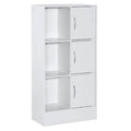 3-Door 6-Shelf White Wooden Bookcase J8063