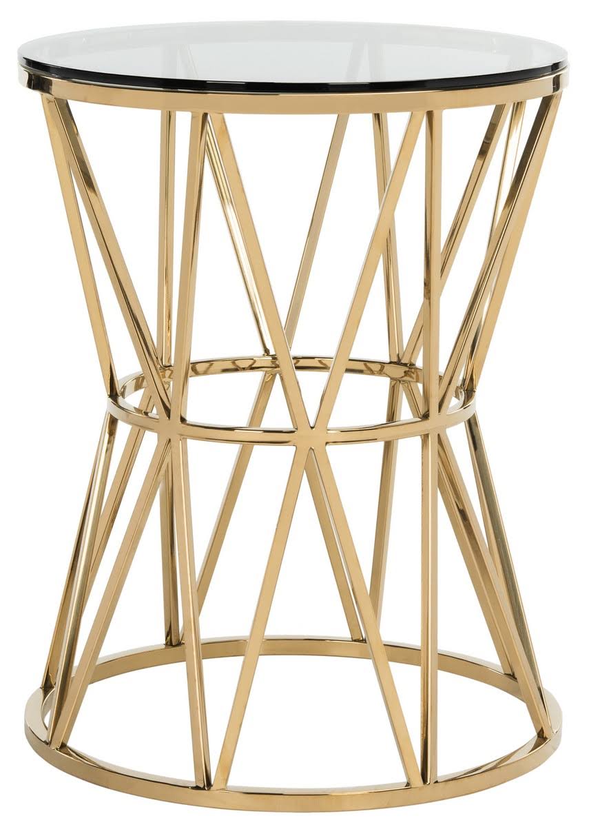 Gold Glass Top End Table L86708