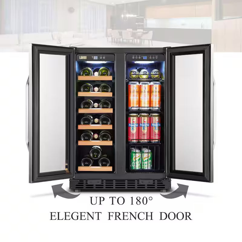 18-Bottle 55-Can Dual Zone Stainless Steel Wine Refrigerator H257