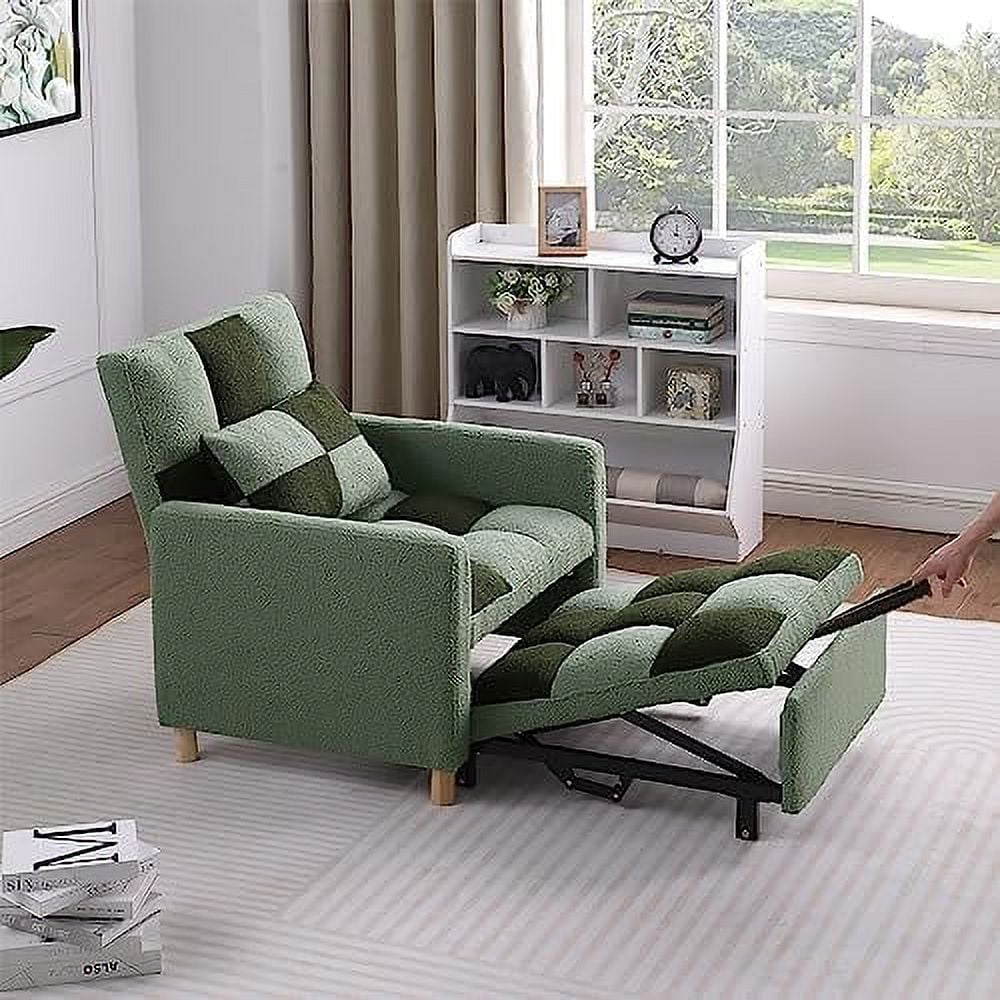 Grey Velvet Convertible Chair Bed Sleeper Chair with Pillow P454