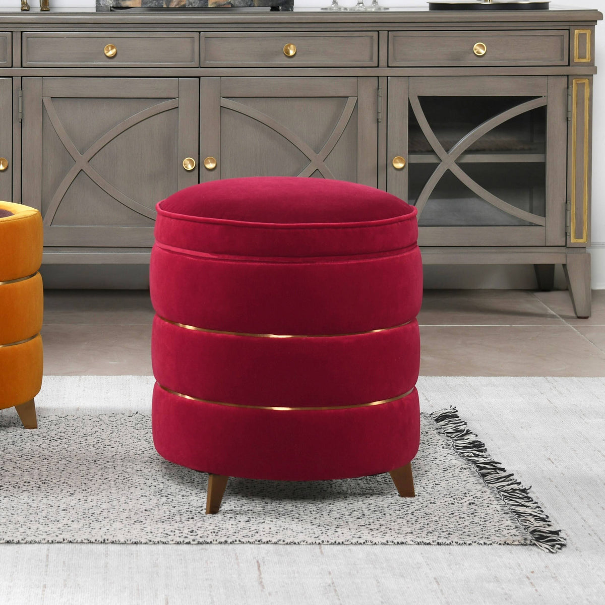 Round Accent Storage Ottoman P722