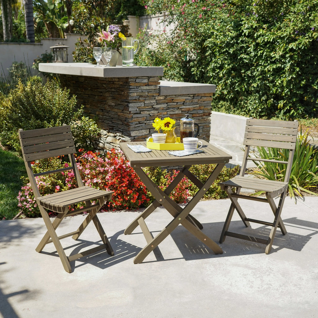 Acacia Wood 3 Piece Folding Bistro Set H526