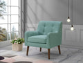Aquamarine Teal Woven Fabric Tufted Armchair D282