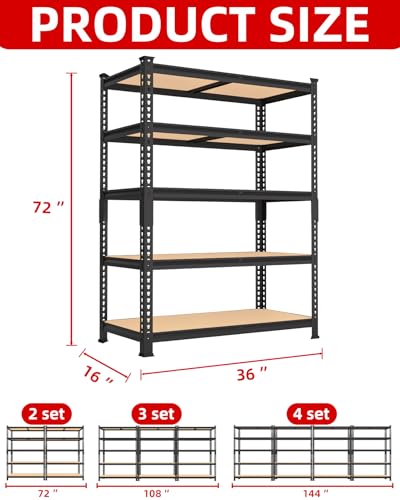 2 Pack 5 Tier Heavy Duty Adjustable Metal Storage Shelves N118730
