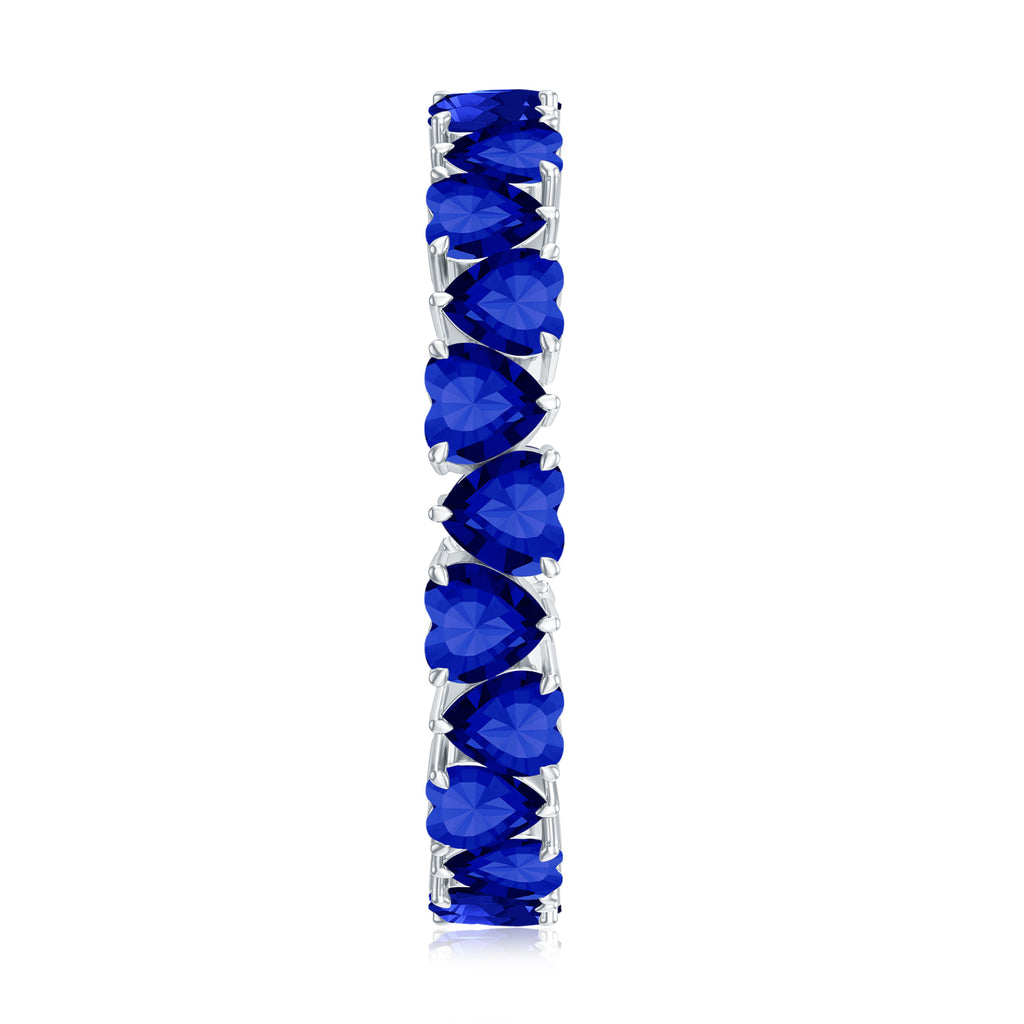 Heart Shape Lab Created Blue Sapphire Eternity Ring, 925 Sterling Silver Z98043