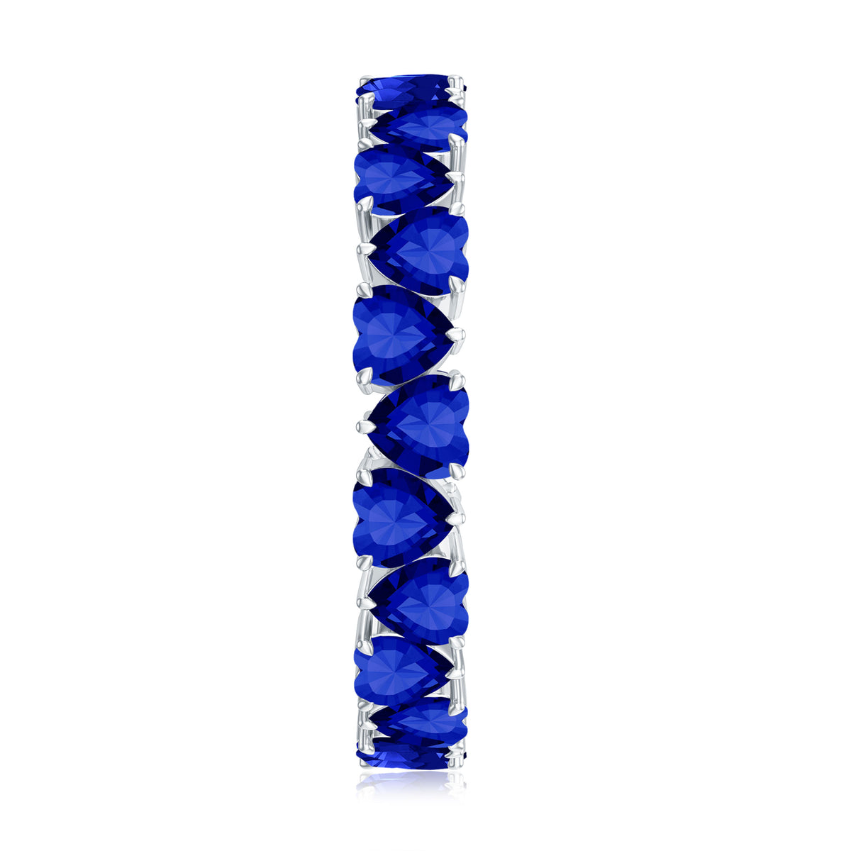 Heart Shape Lab Created Blue Sapphire Eternity Ring, 925 Sterling Silver Z98043