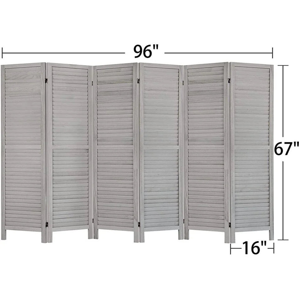 6 Panel Gray Wood Room Divider M34980
