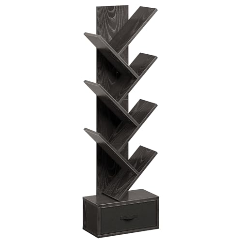 Rustic Brown 7 Shelf Wooden Bookshelf with Drawer X746147