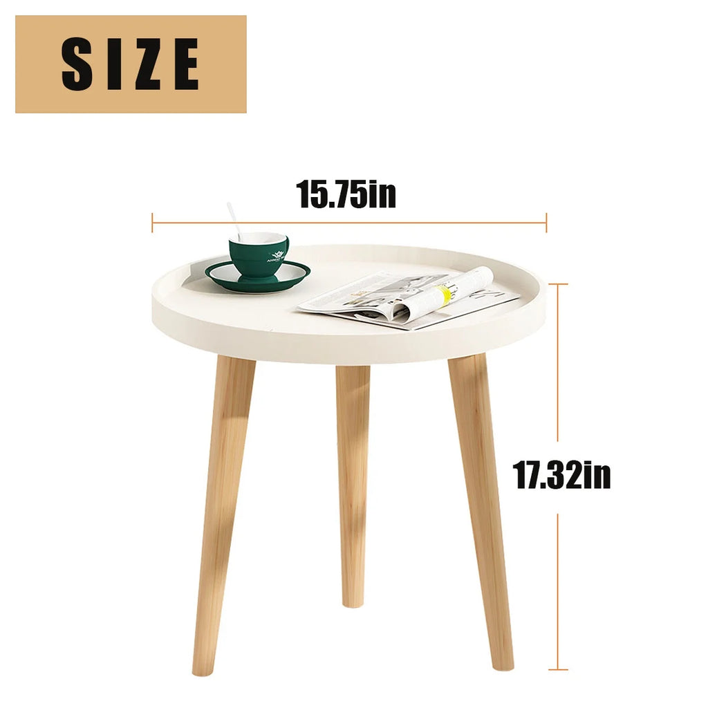 Round White Tray Side Table L593