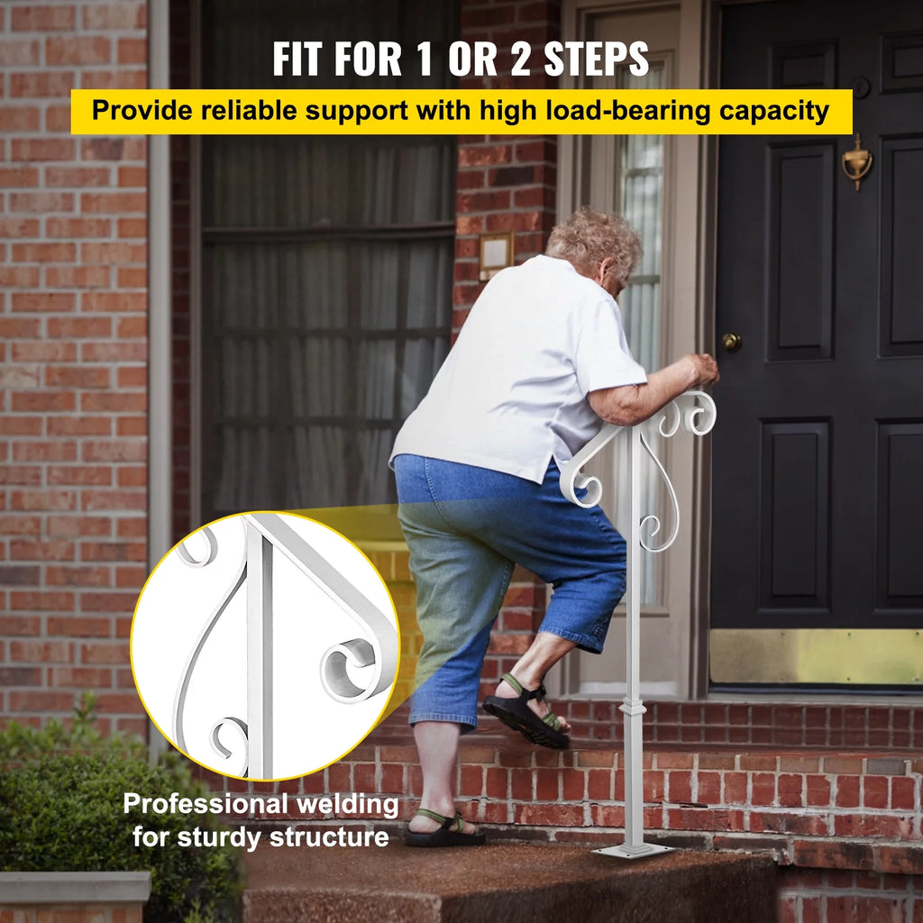 White Single Post Handrail for 1 or 2 Steps A355