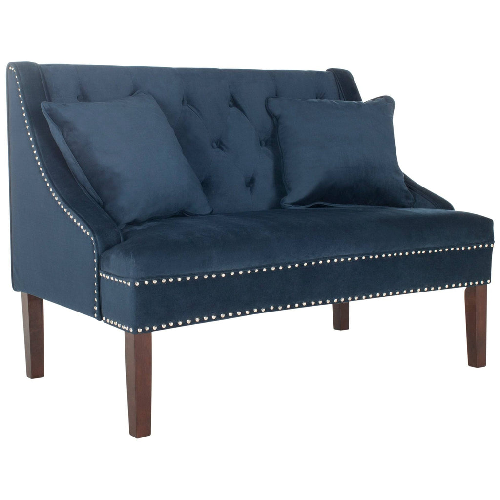 Grey Linen Settee with Silver Nailheads U670