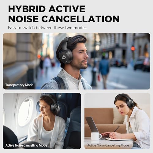 Black Wireless Over Ear Active Noise Cancelling Headphones I73378