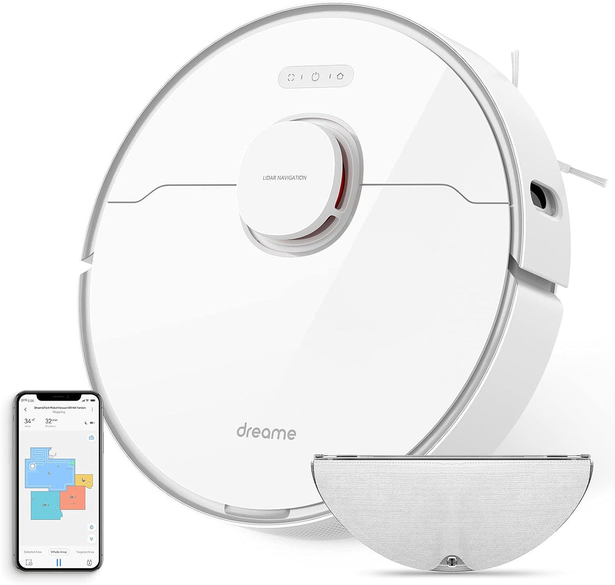Robot Vacuum Cleaner and Mop with Lidar Navigation, 4000Pa Suction, 2.5h Runtime Q936631