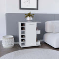 White Engineered Wood Bar Cart with 2 Side Shelves N12169