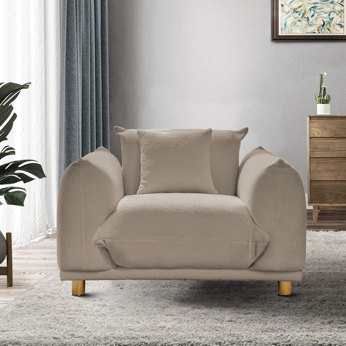 Teddy Fabric Upholstered Accent Chair with Metal Legs D634317