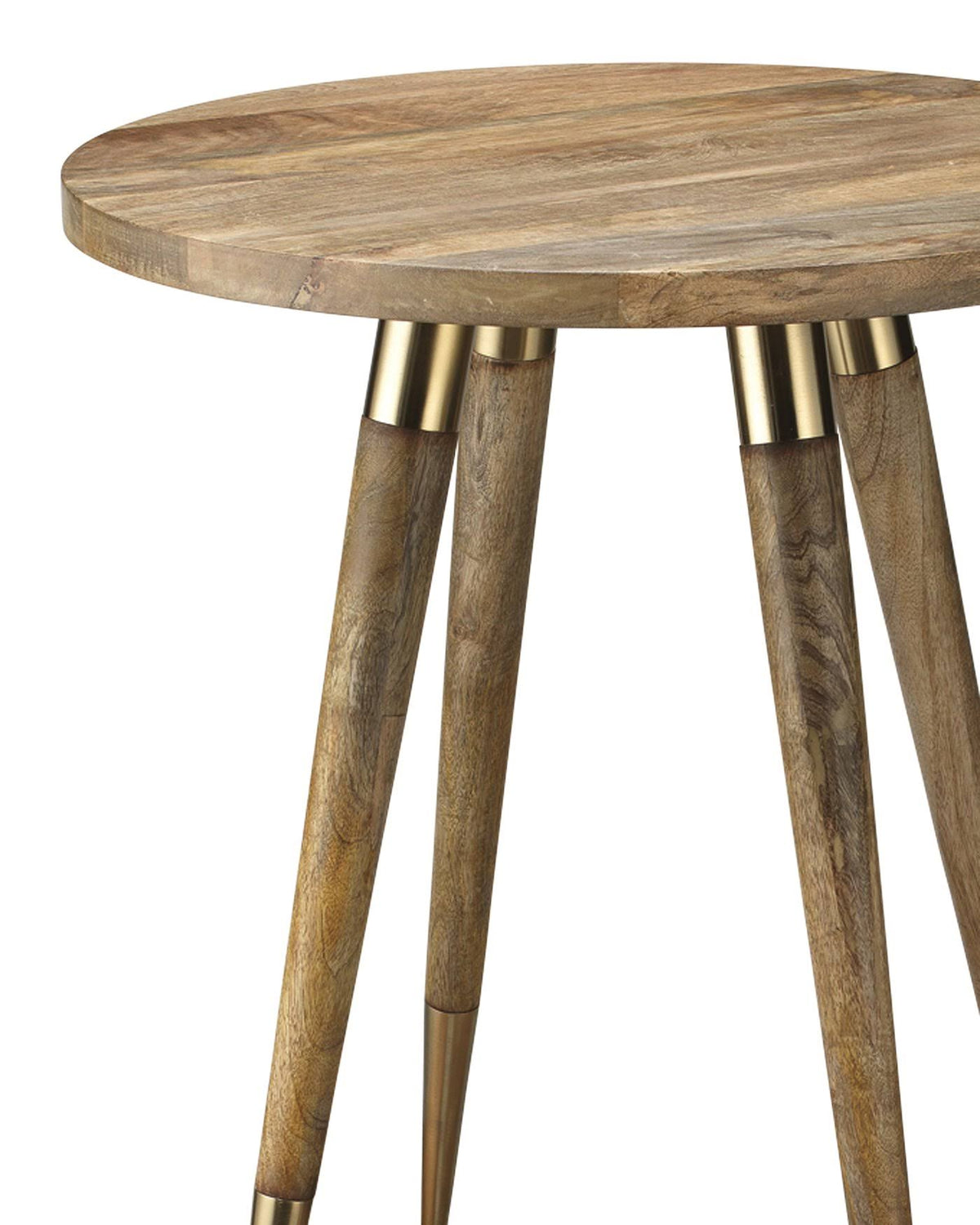 Grey Marble Side Table with Natural Wood Q875