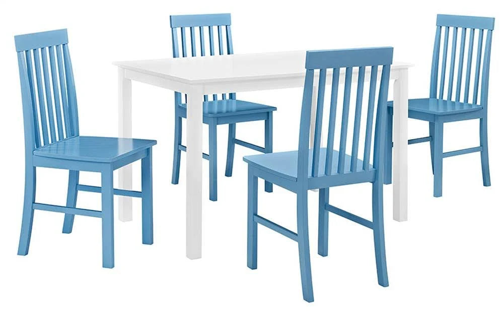 5-Piece White Powder Blue Dining Set C519