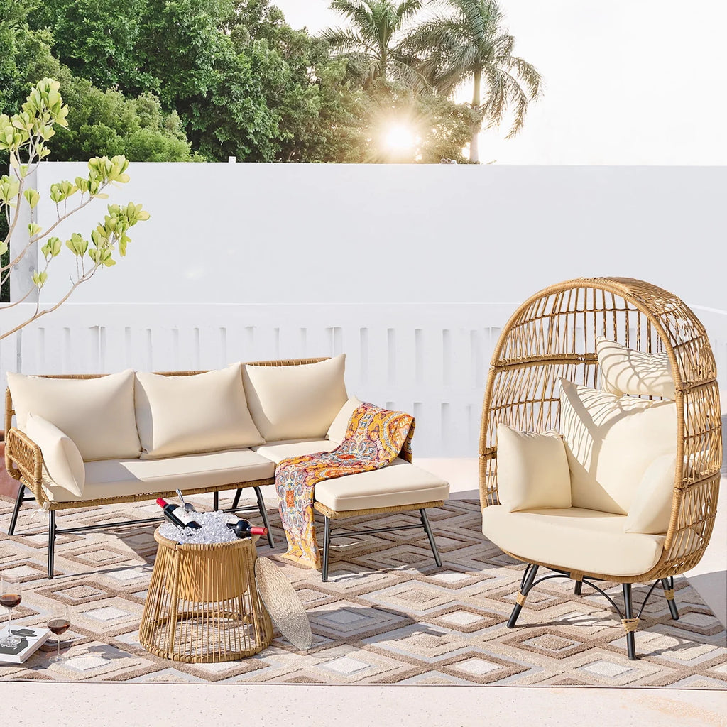 Beige Wicker Outdoor Sectional Sofa U936370