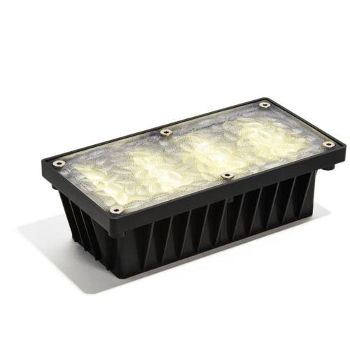 Solar Brick Landscape Path Light, 8x4 Recessed Polyresin Paver, 12 Warm White LEDs H258312