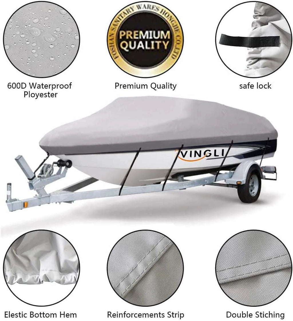 Boat Cover Heavy Duty 600D Polyester Waterproof UV Resistant Marine Grade B28062