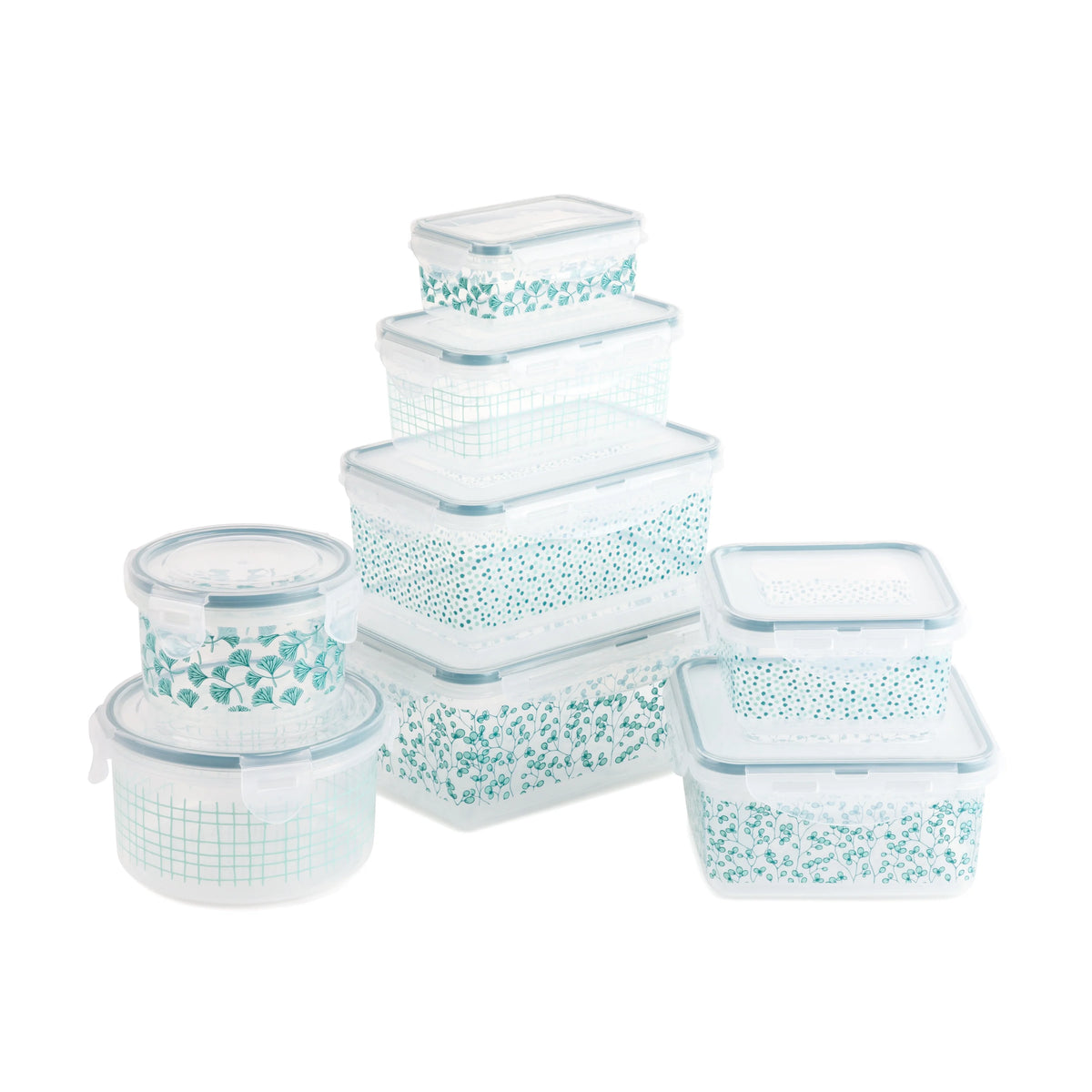 16-Piece Green Floral Food Storage Set F3425