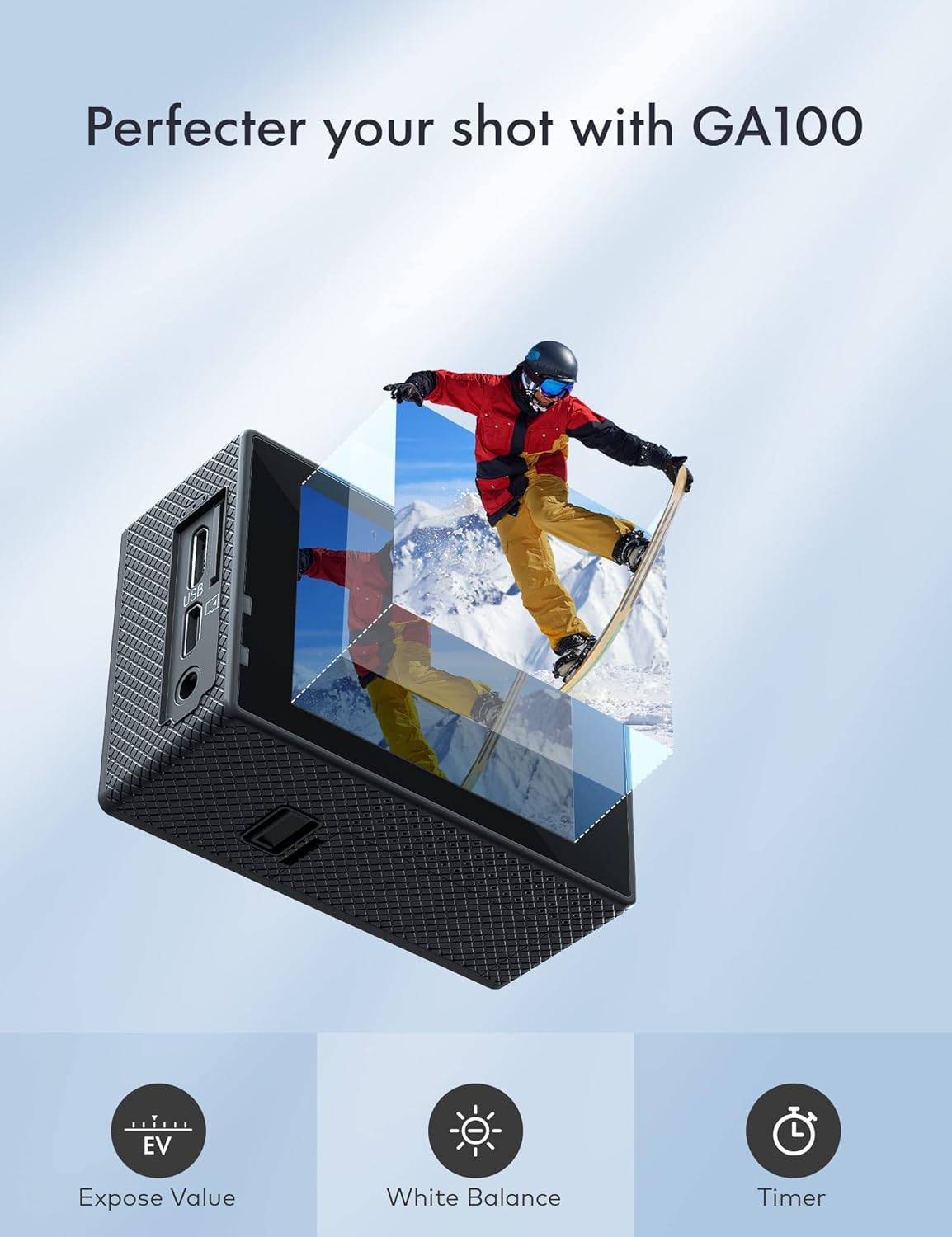 4K 30FPS 20MP Waterproof Action Camera with Remote Control, 2x1050mAh Batteries and Mount Accessories Kit L112