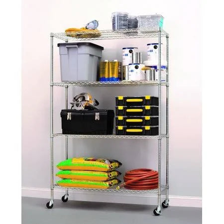 4-Shelf Industrial Wire Shelving System with Casters L622615