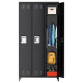 9 Door Metal Storage Cabinet with 27 Hooks and 9 Shelves, Black B811371