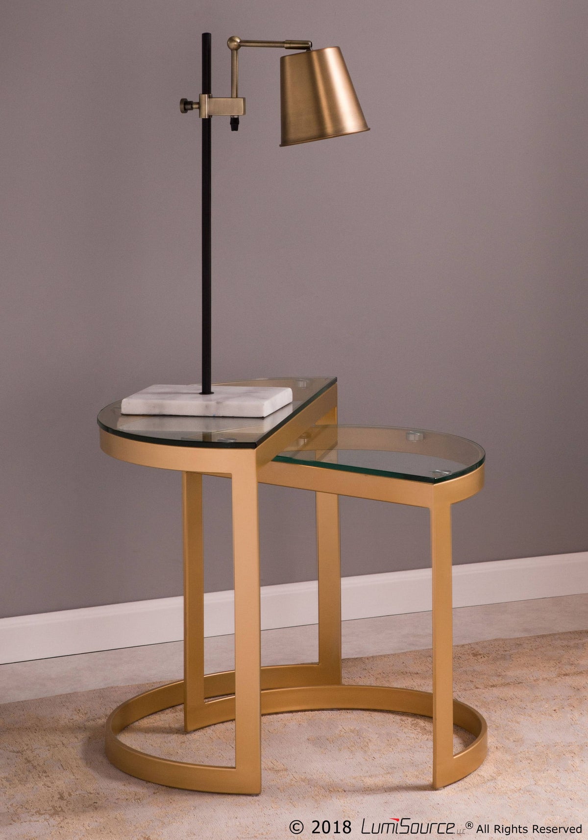 Nesting Tables Gold Clear Glass Top Set of 2 T96510
