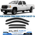 Rain Guards for GMC Sierra 2500HD/3500HD 2007-2014 Crew Cab, Tape-on Window Deflectors, 4pcs E4032
