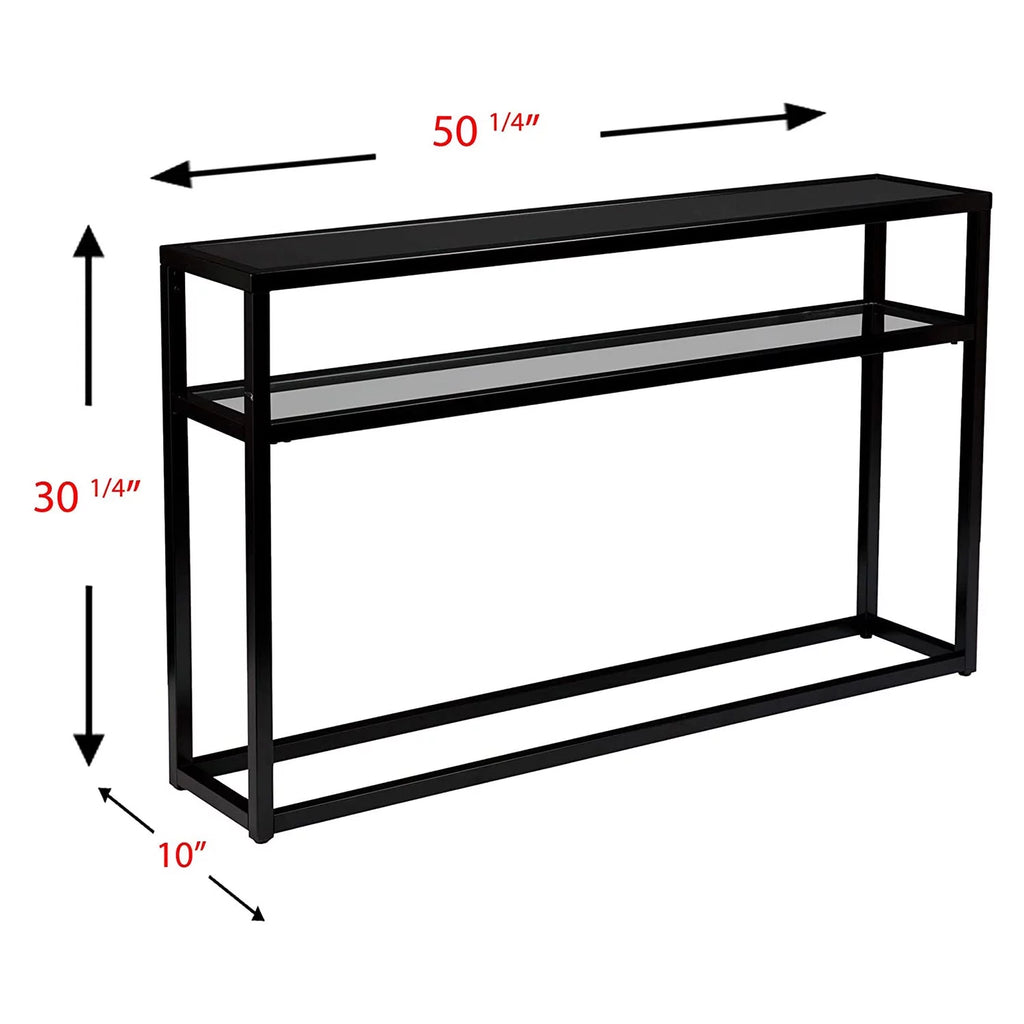 Black Metal Console Table with Glass Shelf L690316