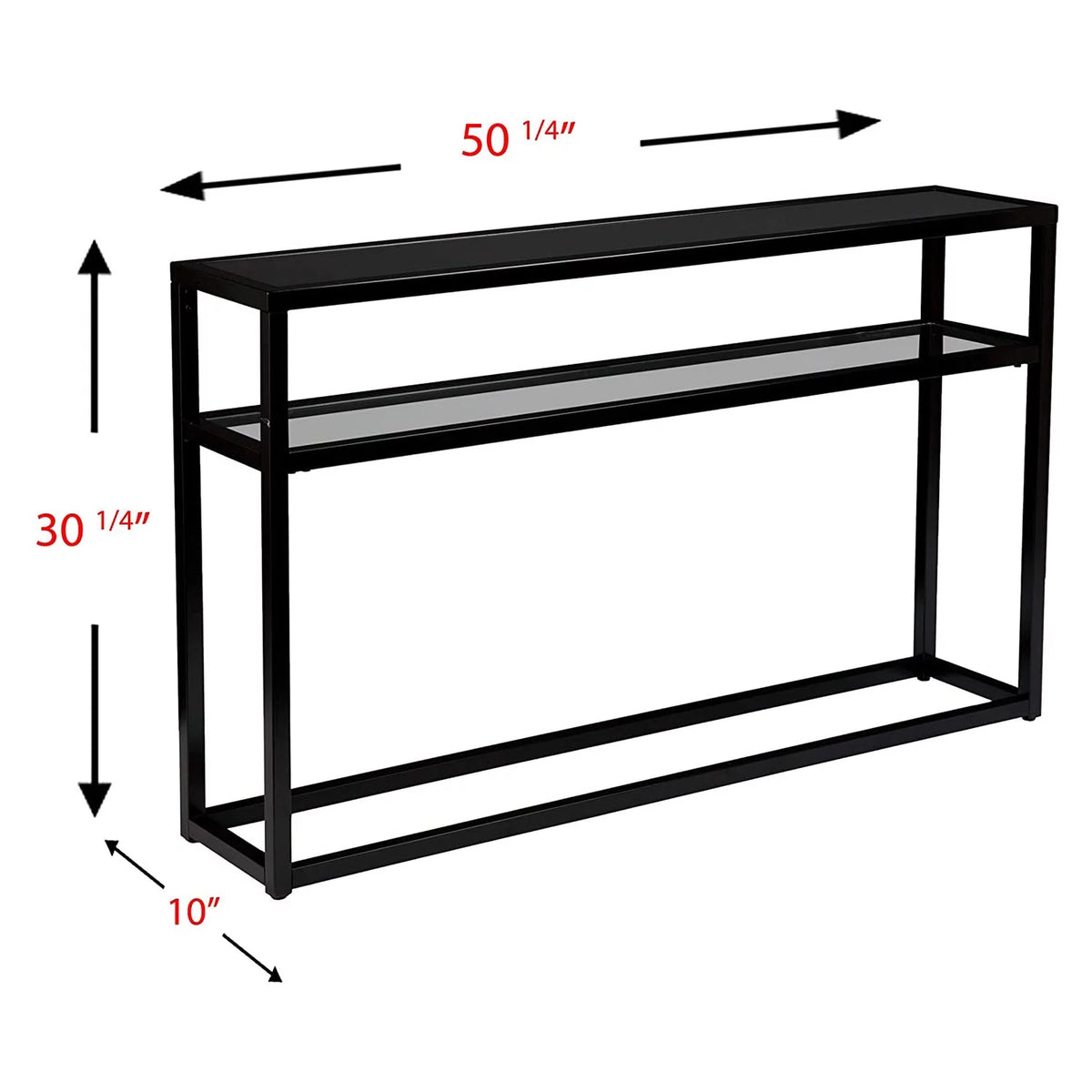 Black Metal Console Table with Glass Shelf L690316