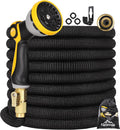 100ft Expandable Garden Hose with 10 Function Spray Nozzle, Solid Brass Fittings, Pack of 2 X5990