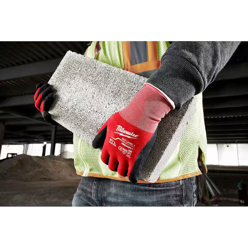 Red Nitrile Level 1 Cut Resistant Work Gloves 4-Pack W303592