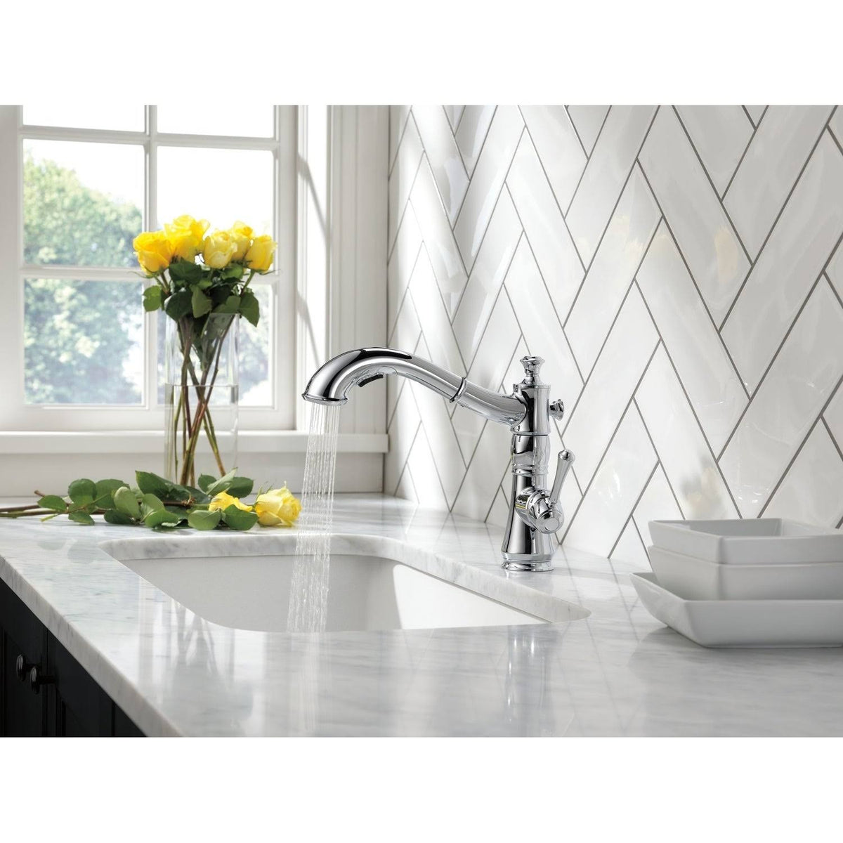 Chrome Single Handle Pull-Out Kitchen Faucet F772
