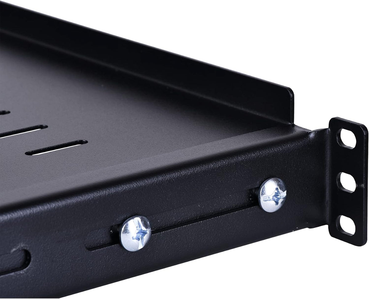 1U Adjustable Server Rack Shelf, 21.65 – 30.8 Inches, 242lbs Capacity, Pack of 2 Y4124