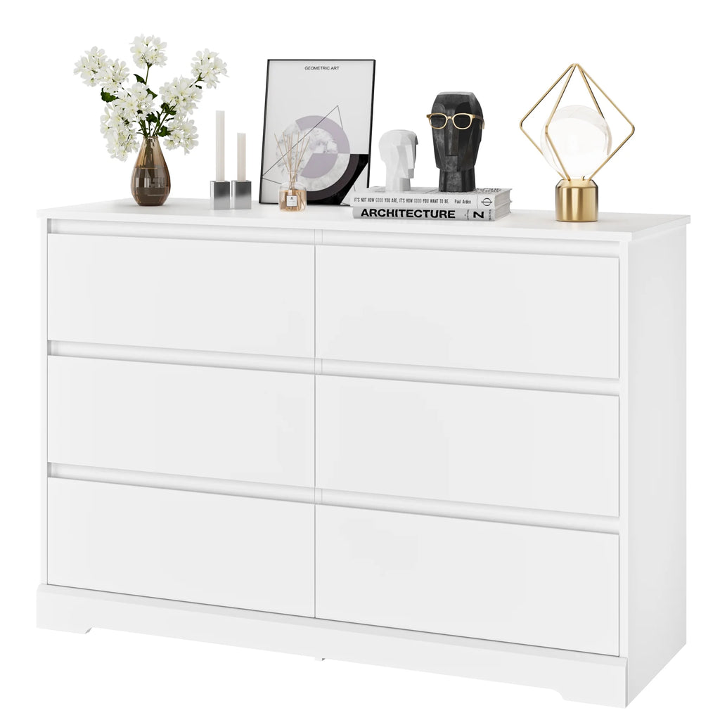 White 6 Drawer Wood Dresser Q704417