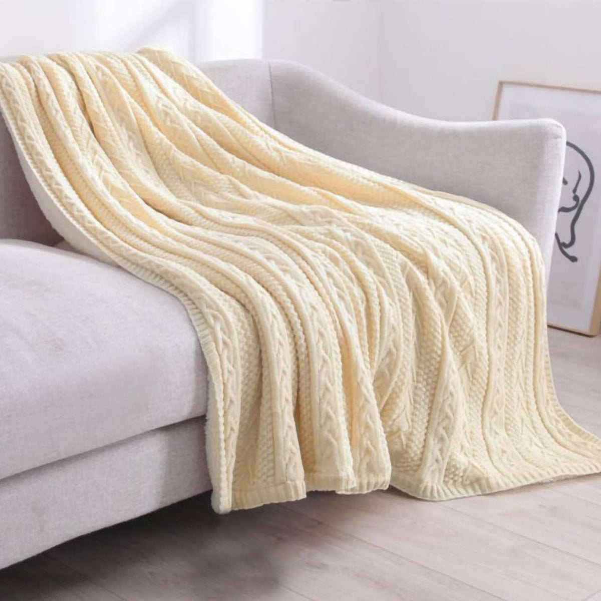 Cable Knit Sherpa Throw Blanket 50x63 Inch P899978
