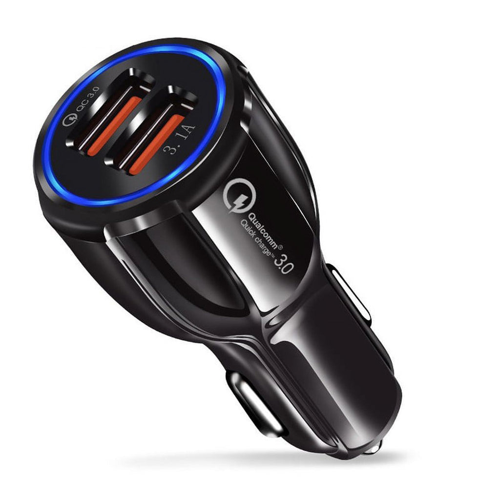 10-Pack Dual USB Car Charger QC3.0 Fast Charging, Black D2522