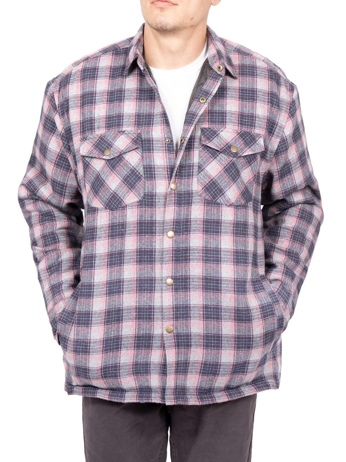 Men's Sherpa-Lined Flannel Button-Up Jacket X9780