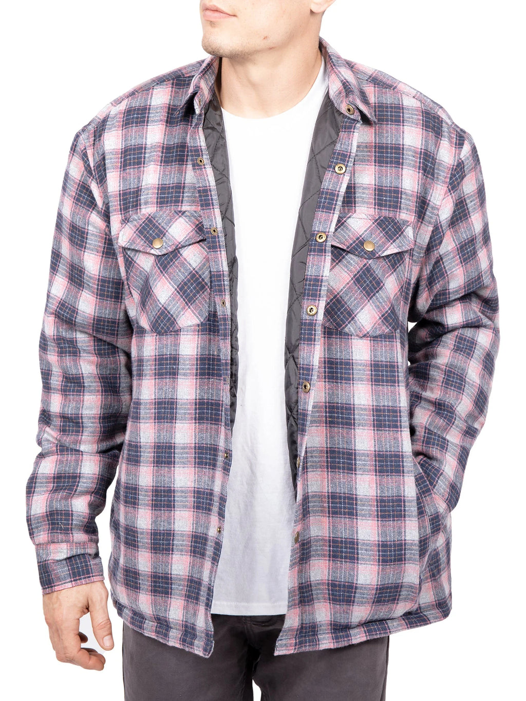 Men's Sherpa-Lined Flannel Button-Up Jacket X9780