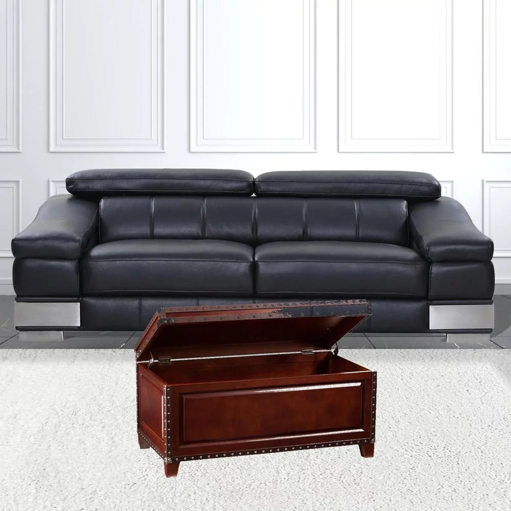 40 in. Solid Wood & Metal Rectangular Coffee Table, Brown D30092
