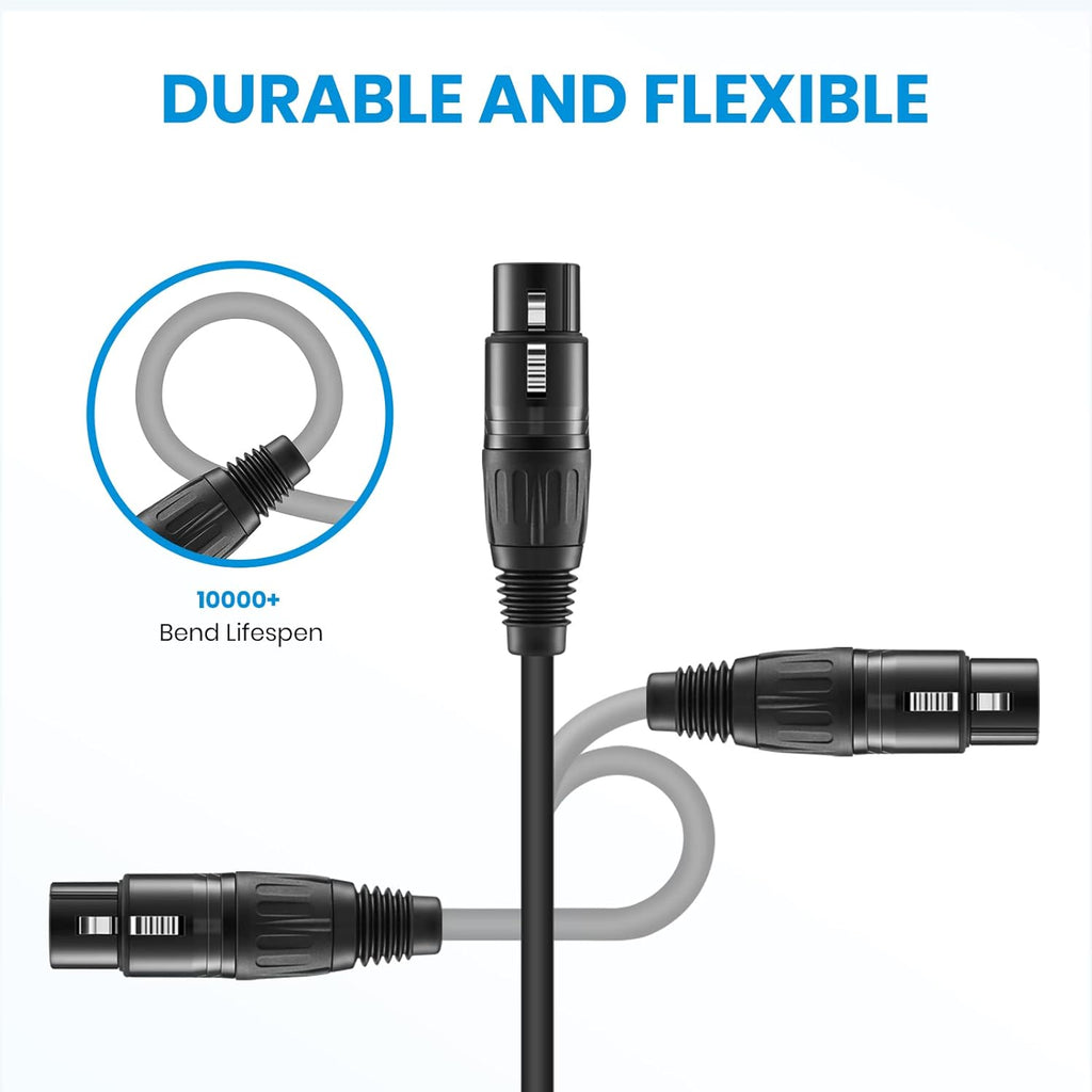 25ft XLR Microphone Male to Female Mic Cables Black 3-Pack U38618
