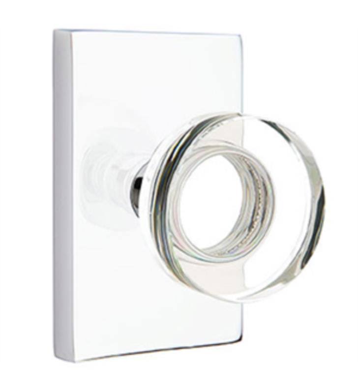 Octagon Knob Passage with Modern Rectangular Rose Satin Nickel Finish B324