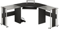 69" L-Shaped Tempered Glass Computer Desk with Monitor Stand Black A8107