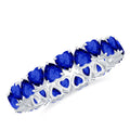 Heart Shape Lab Created Blue Sapphire Eternity Ring, 925 Sterling Silver Z98043