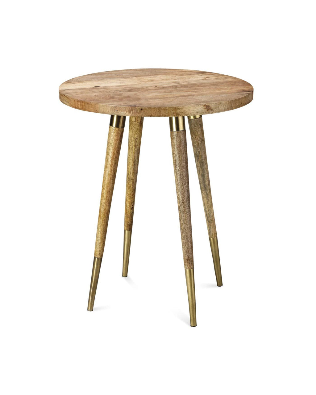 Grey Marble Side Table with Natural Wood Q875