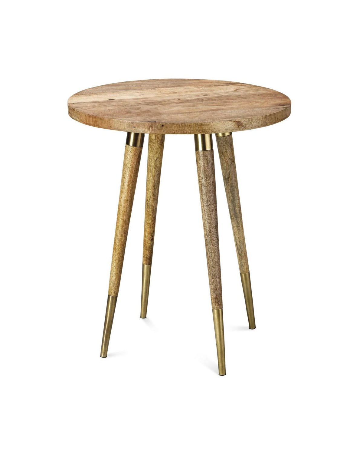 Grey Marble Side Table with Natural Wood Q875