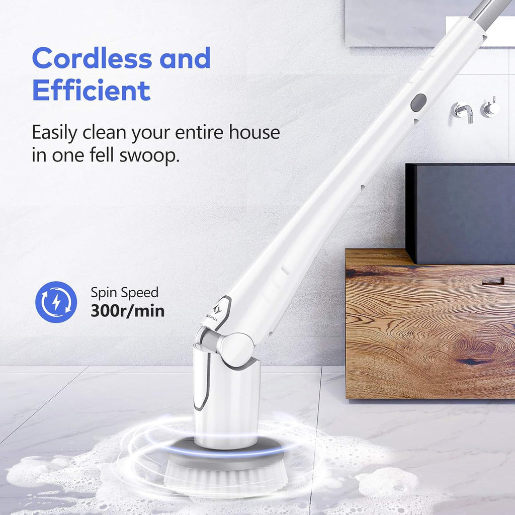 Electric Spin Scrubber with 4 Replaceable Rotating Brush Heads, Adjustable Extension Handle E45505